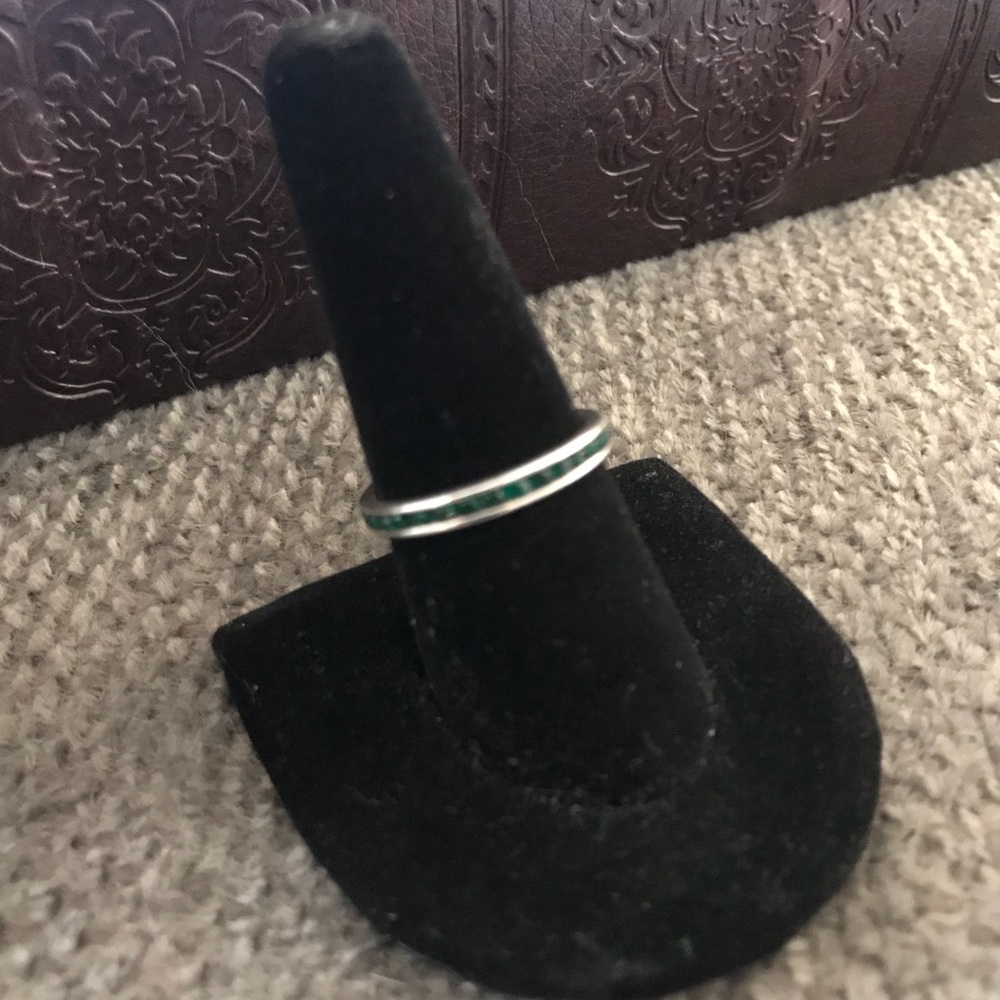 Emerald channel set band ring